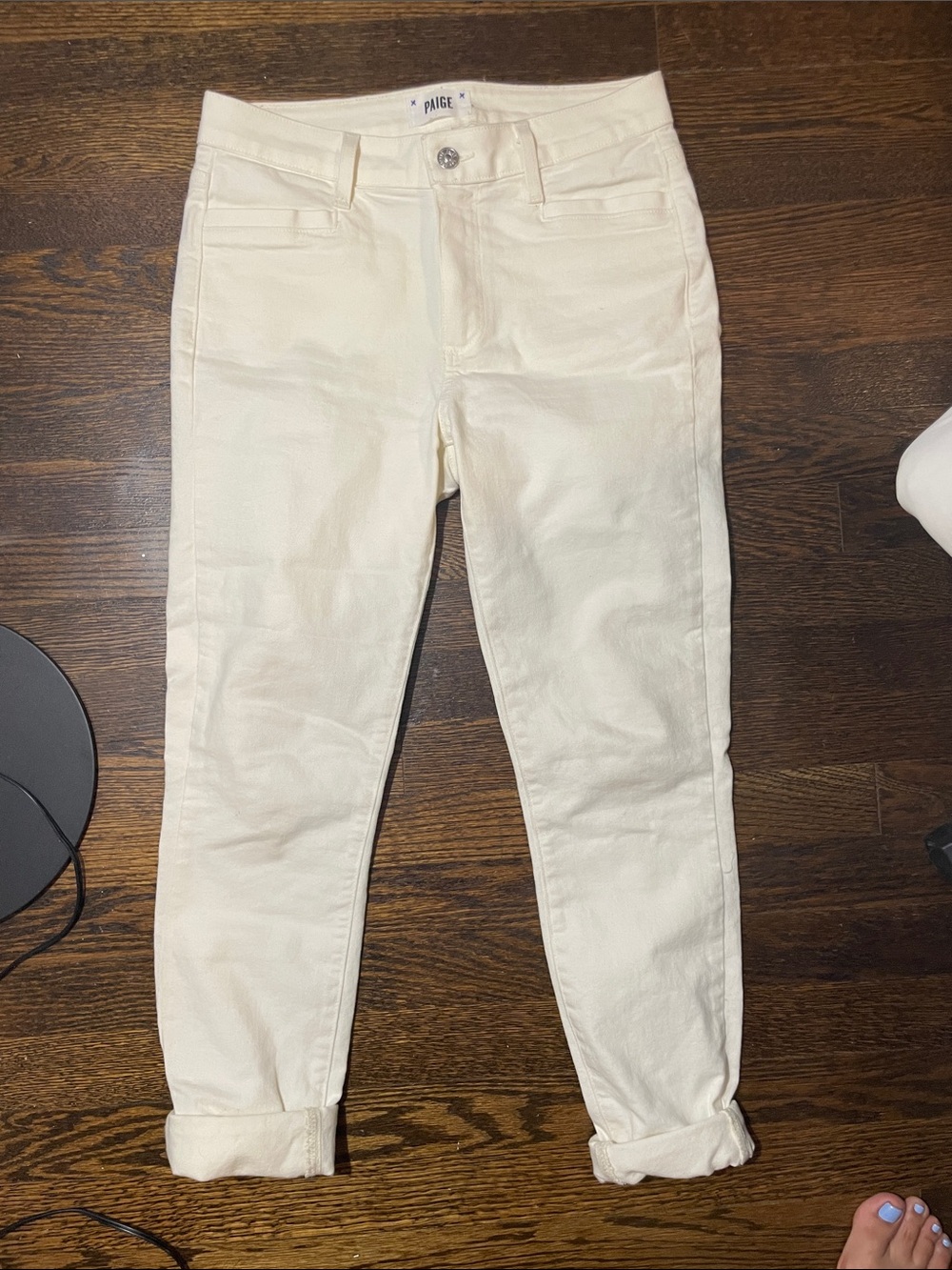 PAIGE Cream Boyfriend Jeans -